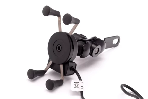 Uchwyt motocyklowy na telefon z ładowarką RAM L-metal USB - BT153
