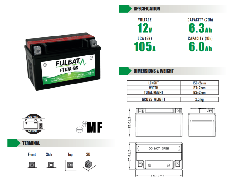 AKUMULATOR BEZOBSŁUGOWY FULBAT FTX7A-BS