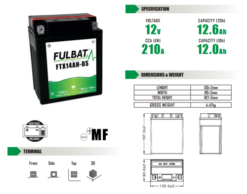 AKUMULATOR BEZOBSŁUGOWY FULBAT FTX14AH-BS